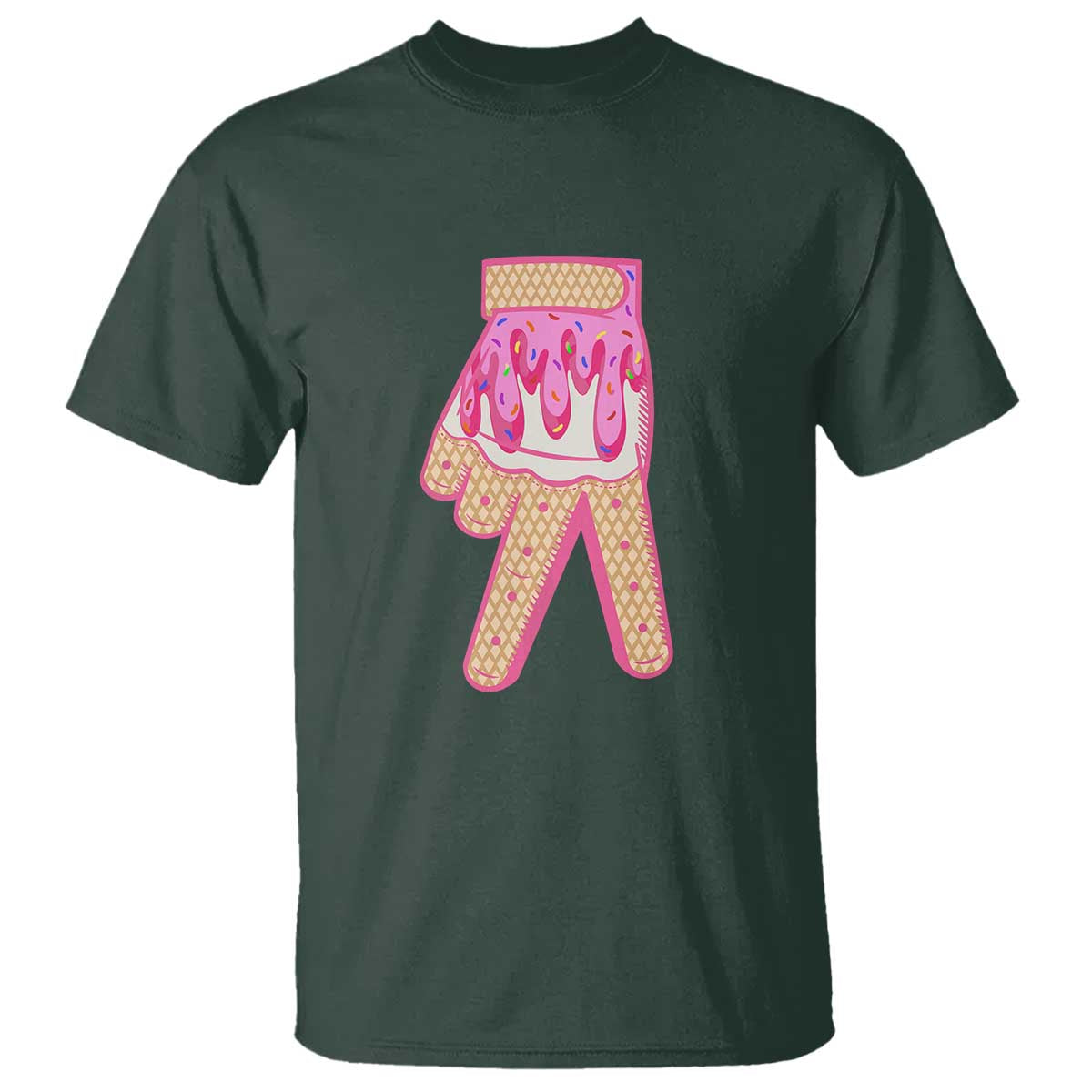 pink-ice-cream-baseball-glove-sprinkles-drip-t-shirt-funny-v-sign