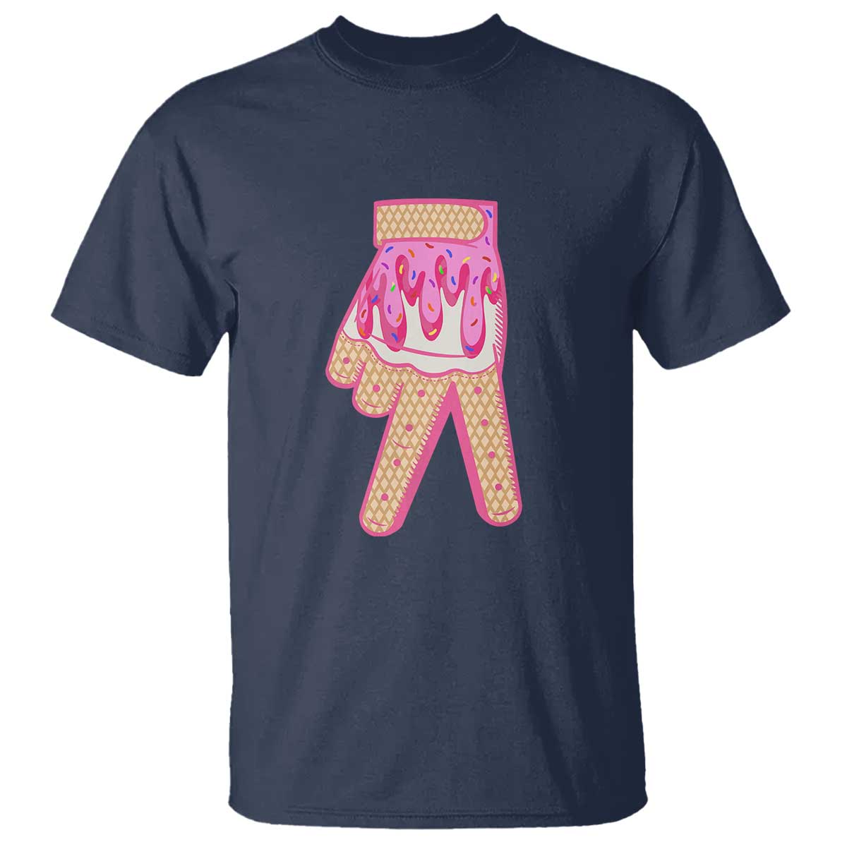 pink-ice-cream-baseball-glove-sprinkles-drip-t-shirt-funny-v-sign