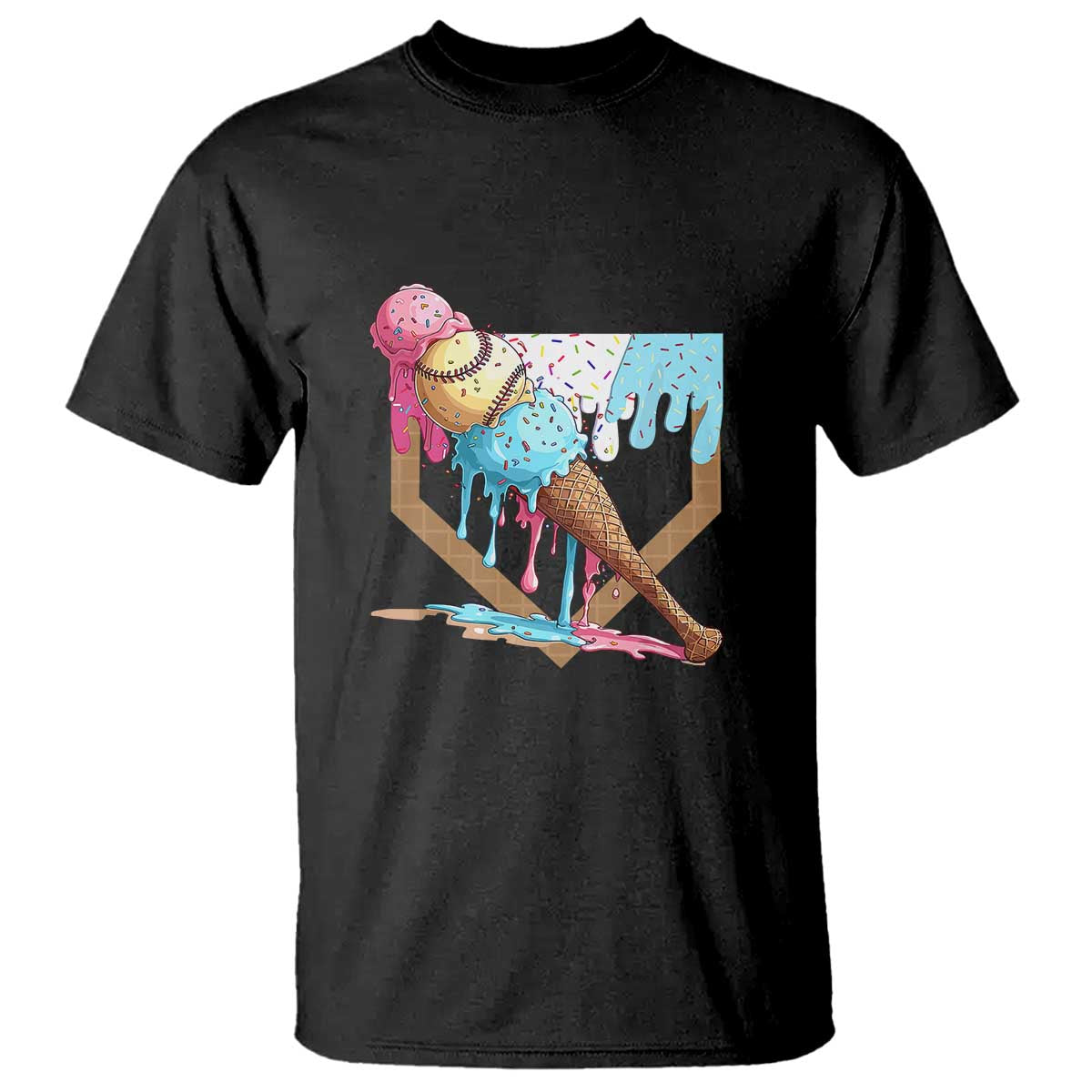 baseball-home-ice-cream-dripping-t-shirt