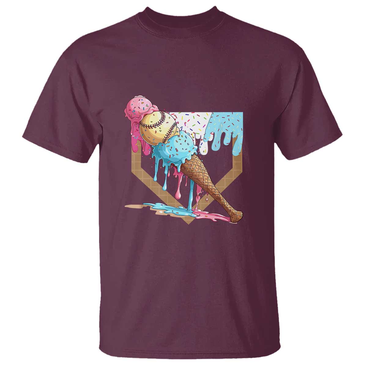 baseball-home-ice-cream-dripping-t-shirt