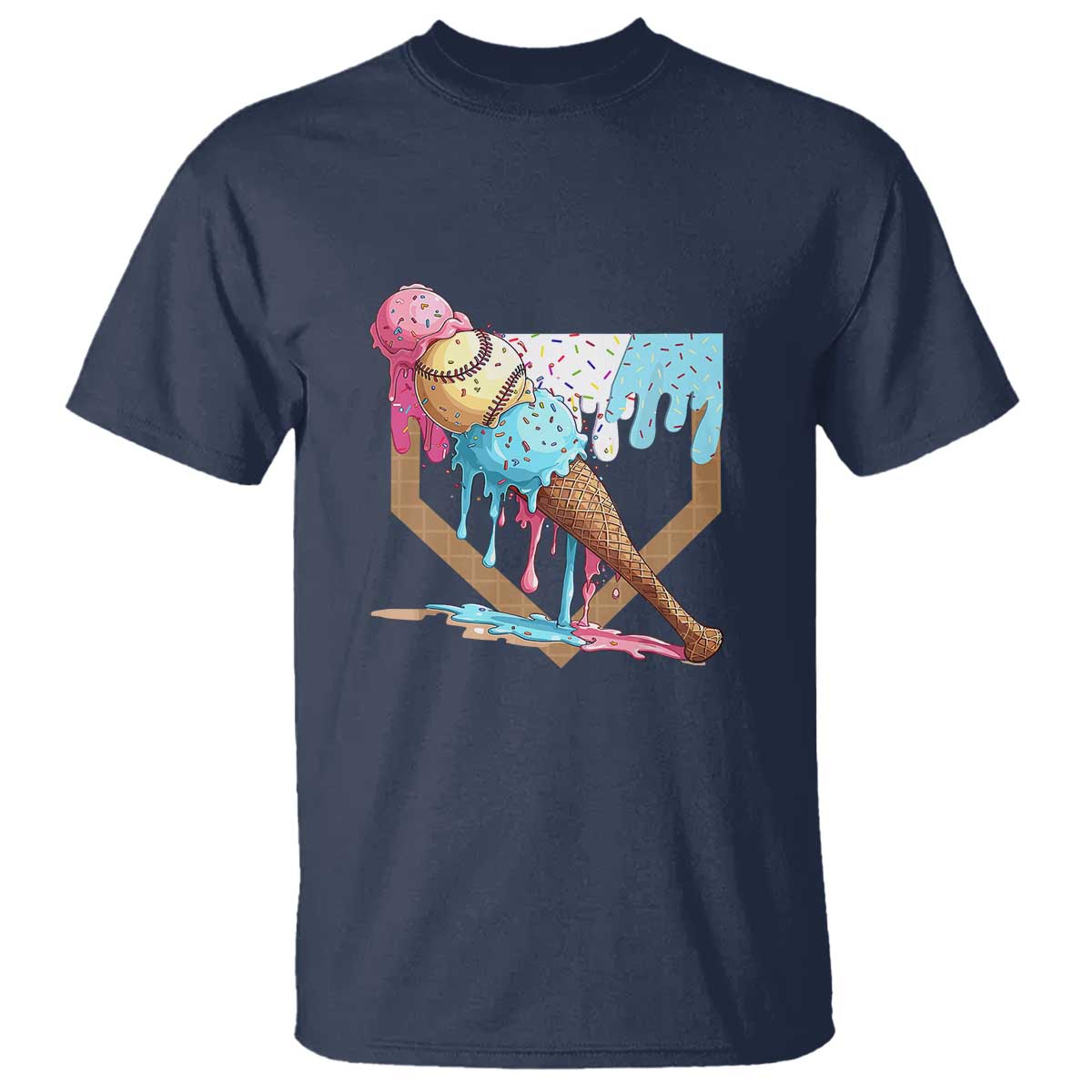 baseball-home-ice-cream-dripping-t-shirt