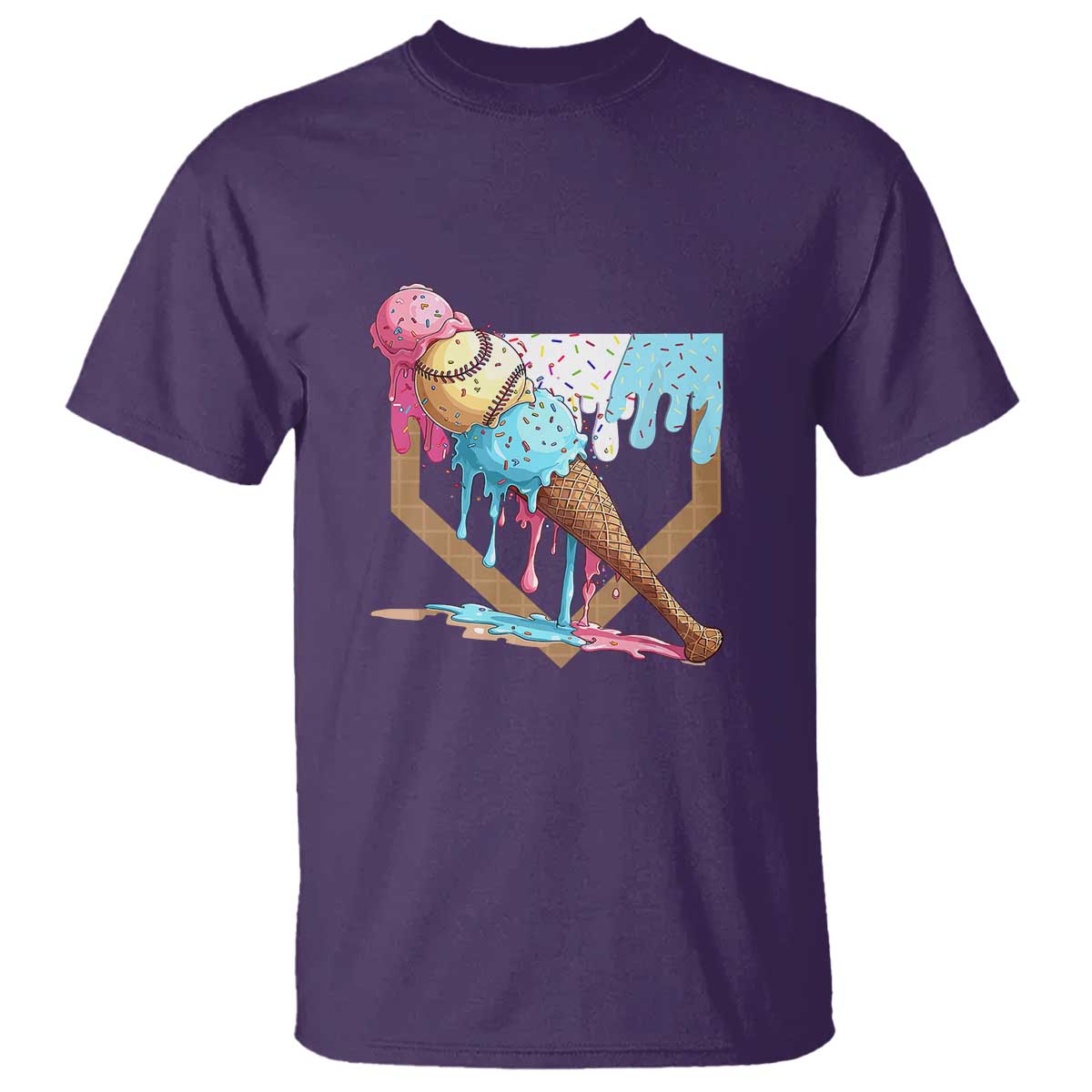 baseball-home-ice-cream-dripping-t-shirt