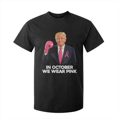 Support Breast Cancer Warrior T Shirt For Kid In October We Wear Pink Boxing Glove Fighter