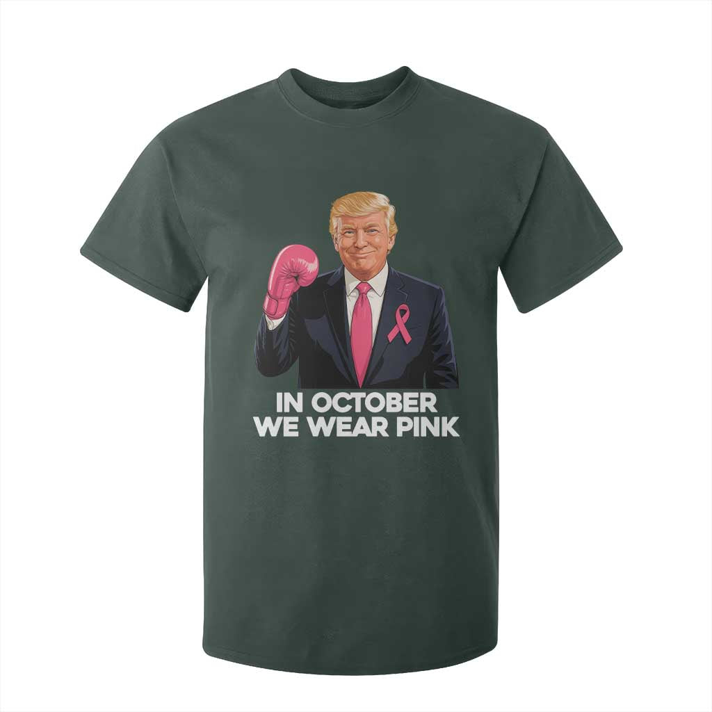 Support Breast Cancer Warrior T Shirt For Kid In October We Wear Pink Boxing Glove Fighter