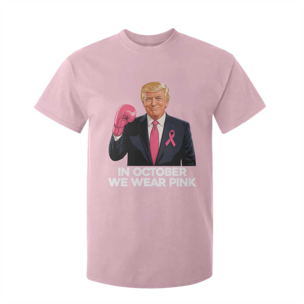 Support Breast Cancer Warrior T Shirt For Kid In October We Wear Pink Boxing Glove Fighter