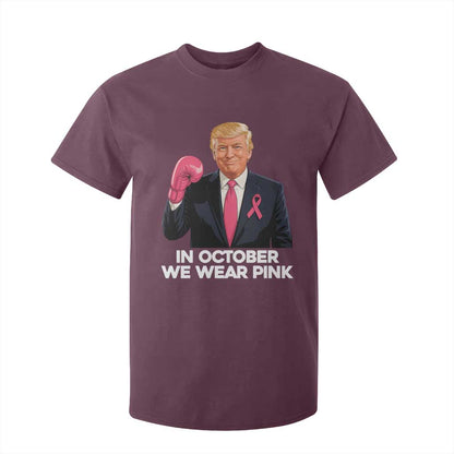 Support Breast Cancer Warrior T Shirt For Kid In October We Wear Pink Boxing Glove Fighter