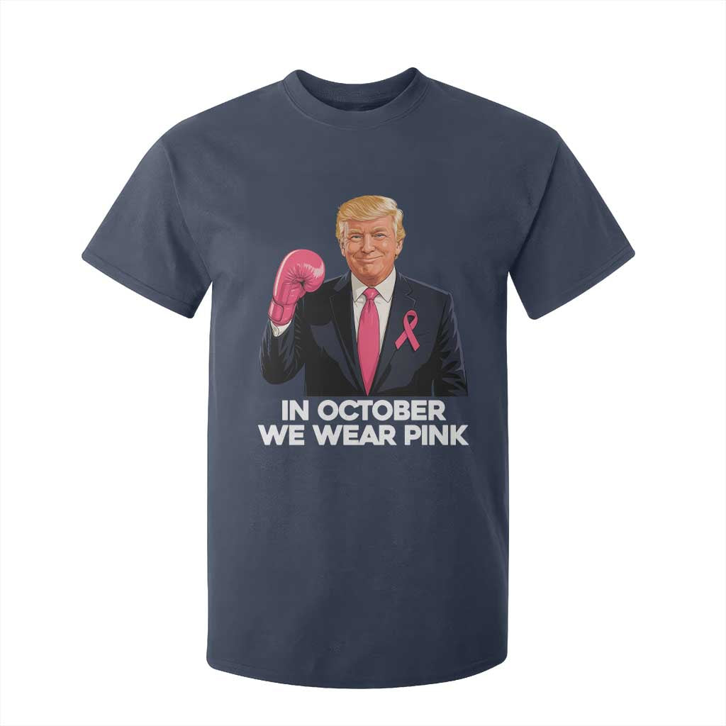 Support Breast Cancer Warrior T Shirt For Kid In October We Wear Pink Boxing Glove Fighter