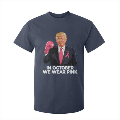 Support Breast Cancer Warrior T Shirt For Kid In October We Wear Pink Boxing Glove Fighter