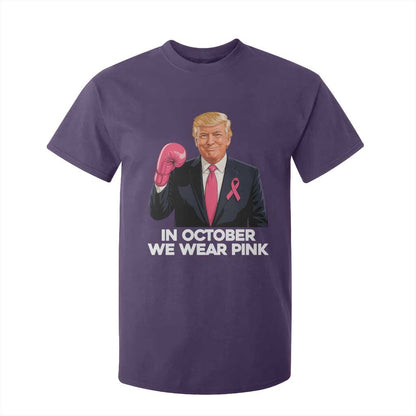 Support Breast Cancer Warrior T Shirt For Kid In October We Wear Pink Boxing Glove Fighter