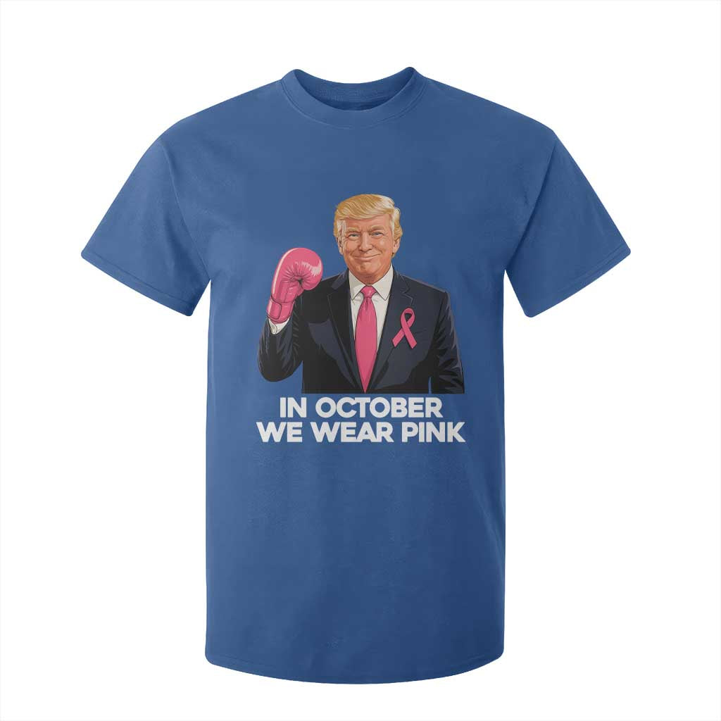 Support Breast Cancer Warrior T Shirt For Kid In October We Wear Pink Boxing Glove Fighter