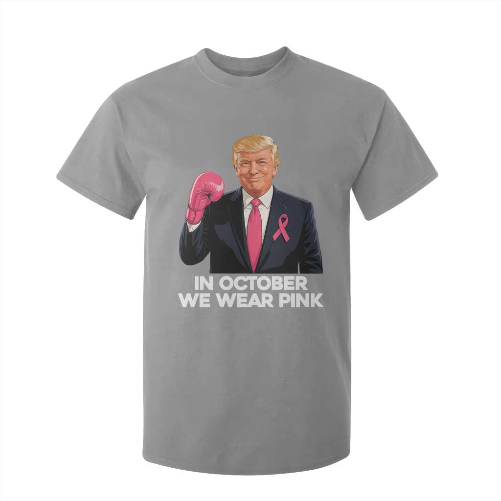 Support Breast Cancer Warrior T Shirt For Kid In October We Wear Pink Boxing Glove Fighter