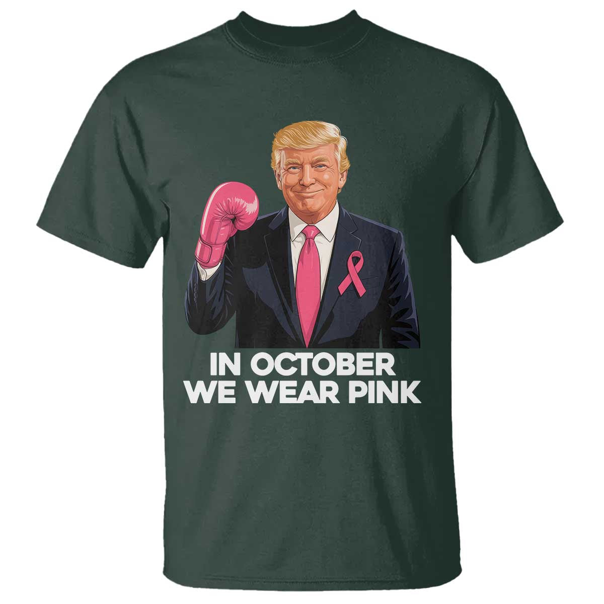 Support Breast Cancer Warrior T Shirt In October We Wear Pink Boxing Glove Fighter