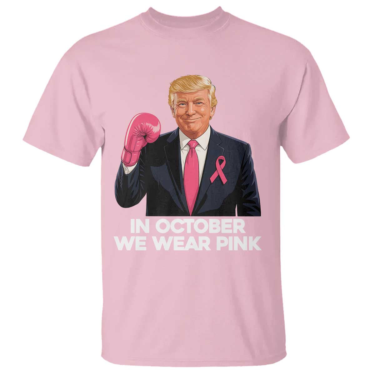 Support Breast Cancer Warrior T Shirt In October We Wear Pink Boxing Glove Fighter