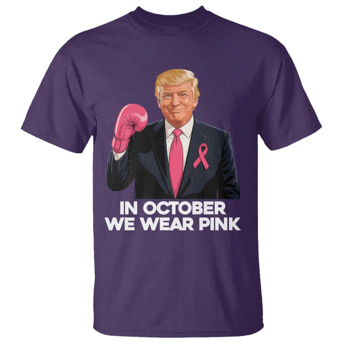 Support Breast Cancer Warrior T Shirt In October We Wear Pink Boxing Glove Fighter