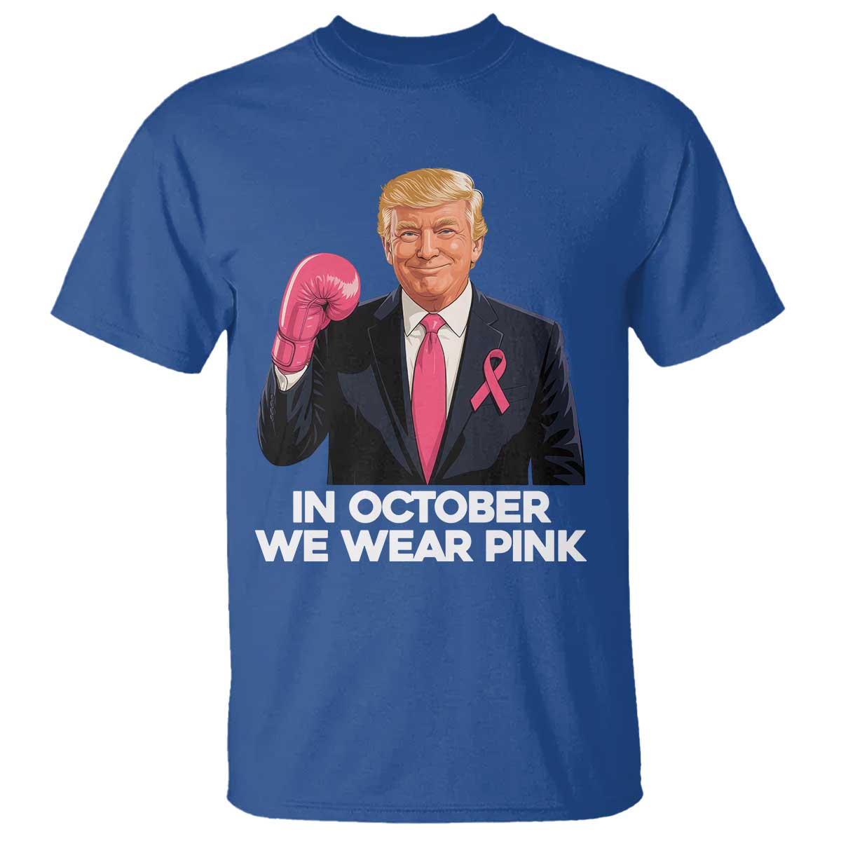 Support Breast Cancer Warrior T Shirt In October We Wear Pink Boxing Glove Fighter