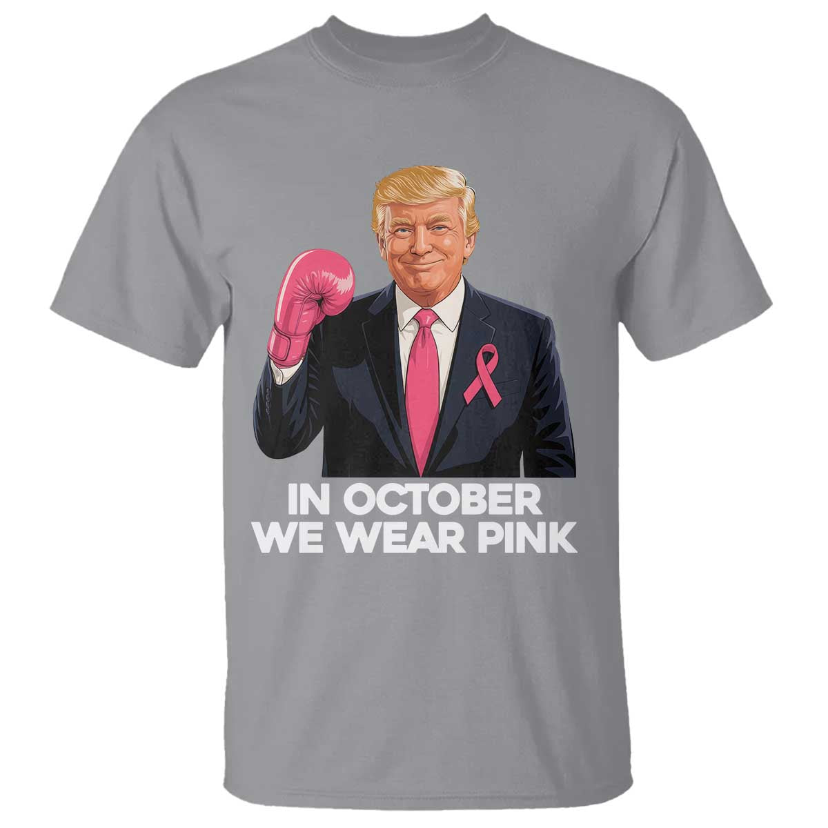 Support Breast Cancer Warrior T Shirt In October We Wear Pink Boxing Glove Fighter