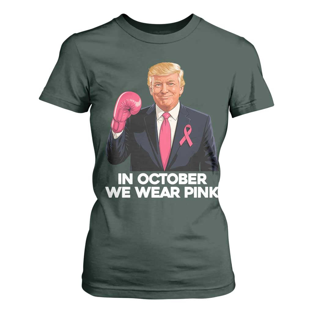 Support Breast Cancer Warrior T Shirt For Women In October We Wear Pink Boxing Glove Fighter