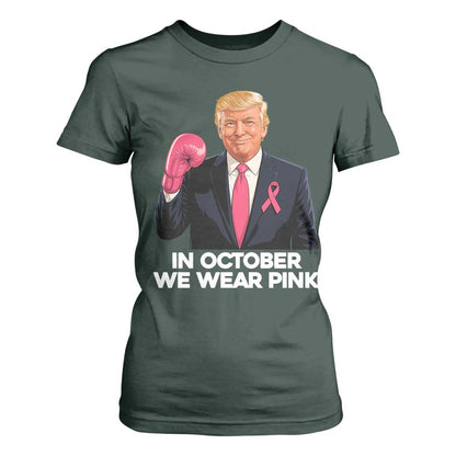 Support Breast Cancer Warrior T Shirt For Women In October We Wear Pink Boxing Glove Fighter