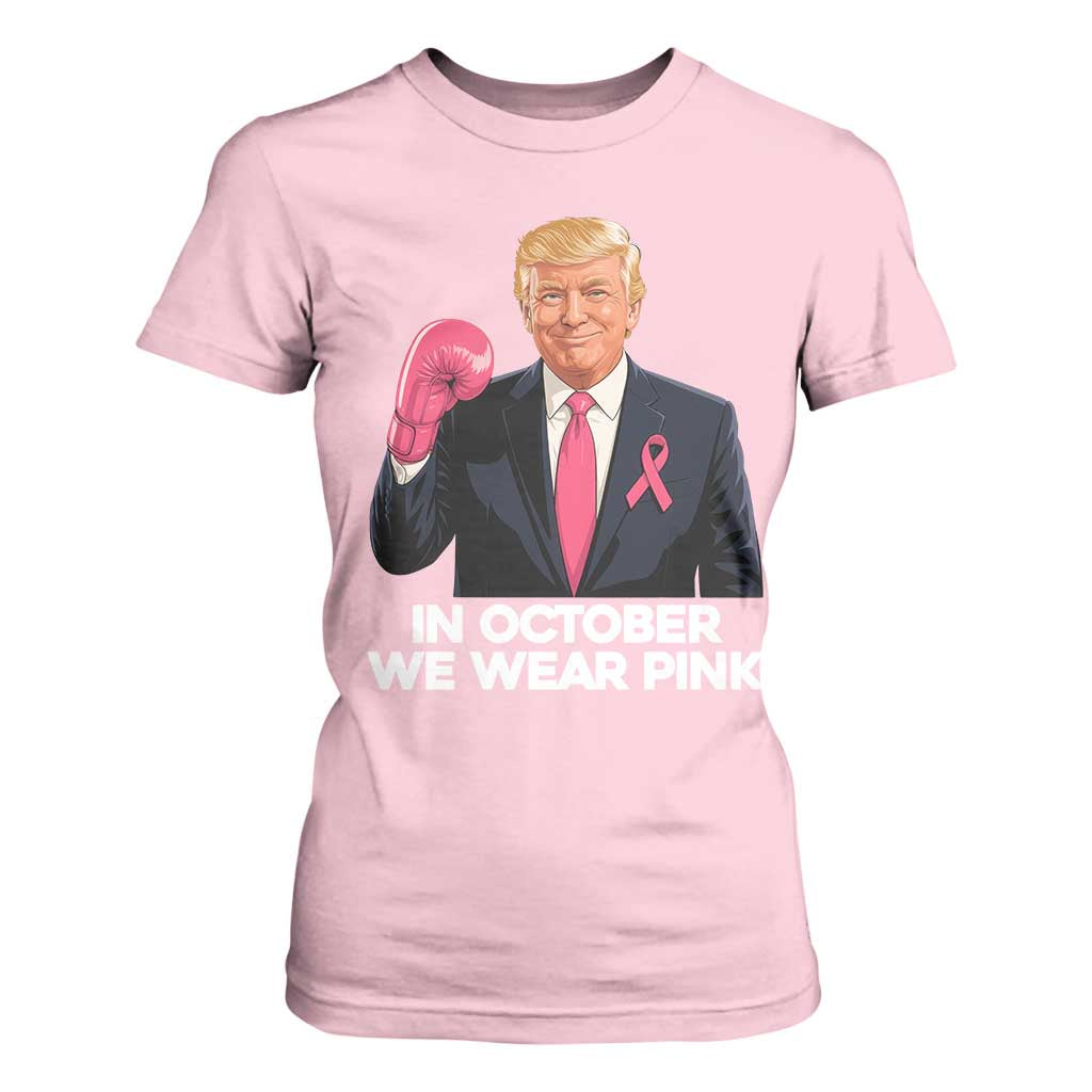 Support Breast Cancer Warrior T Shirt For Women In October We Wear Pink Boxing Glove Fighter