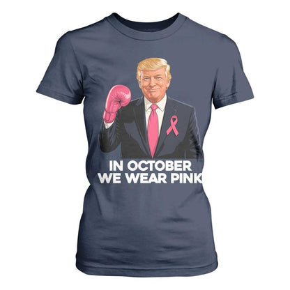 Support Breast Cancer Warrior T Shirt For Women In October We Wear Pink Boxing Glove Fighter