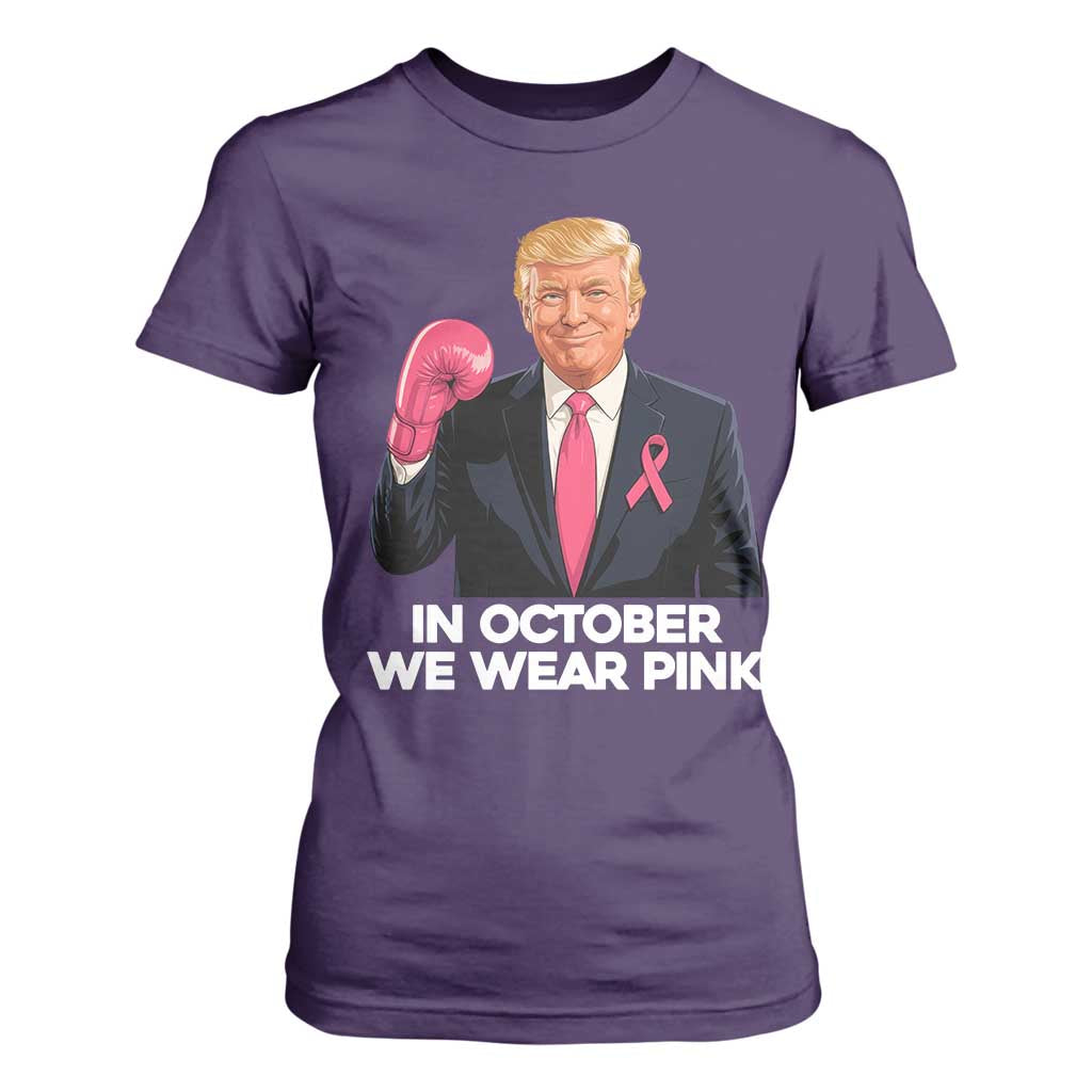 Support Breast Cancer Warrior T Shirt For Women In October We Wear Pink Boxing Glove Fighter