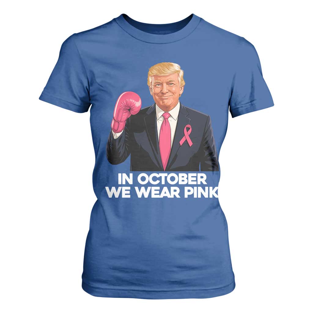 Support Breast Cancer Warrior T Shirt For Women In October We Wear Pink Boxing Glove Fighter