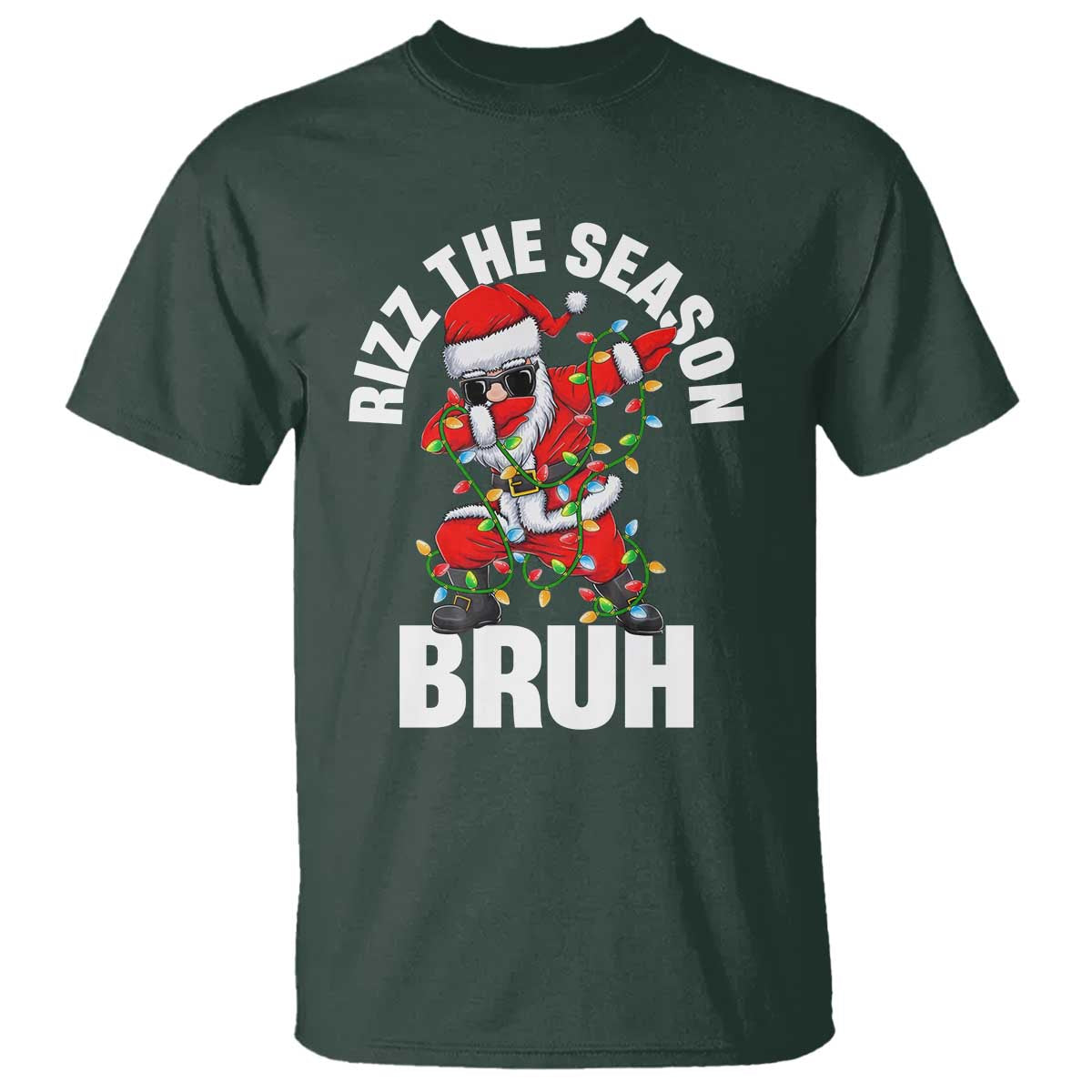 funny-dabbing-santa-rizz-christmas-t-shirt-rizz-the-season-bruh-xmas-lights