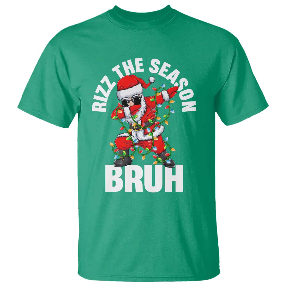 funny-dabbing-santa-rizz-christmas-t-shirt-rizz-the-season-bruh-xmas-lights