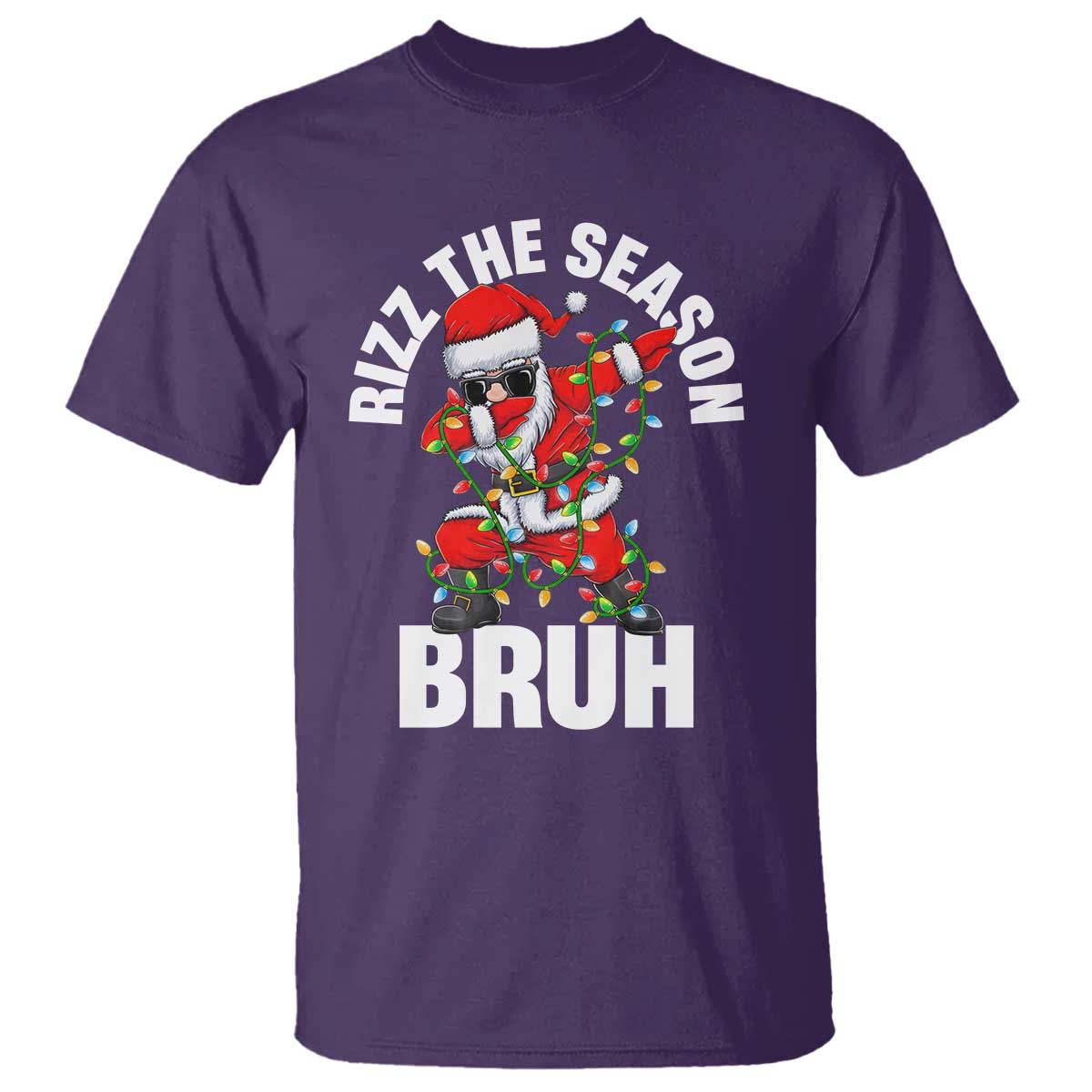 funny-dabbing-santa-rizz-christmas-t-shirt-rizz-the-season-bruh-xmas-lights