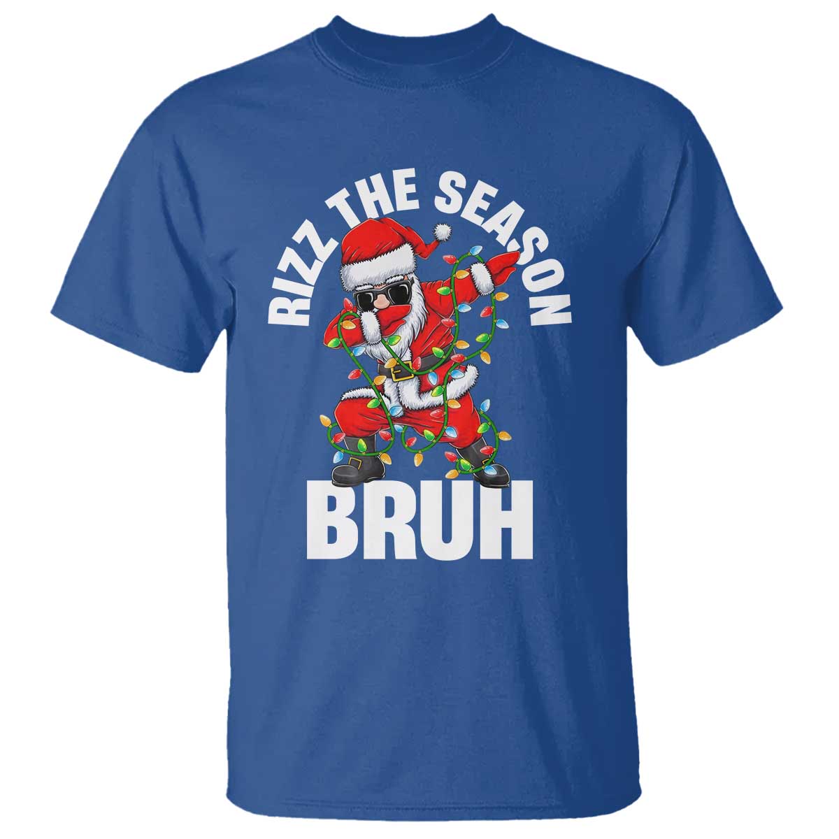 funny-dabbing-santa-rizz-christmas-t-shirt-rizz-the-season-bruh-xmas-lights