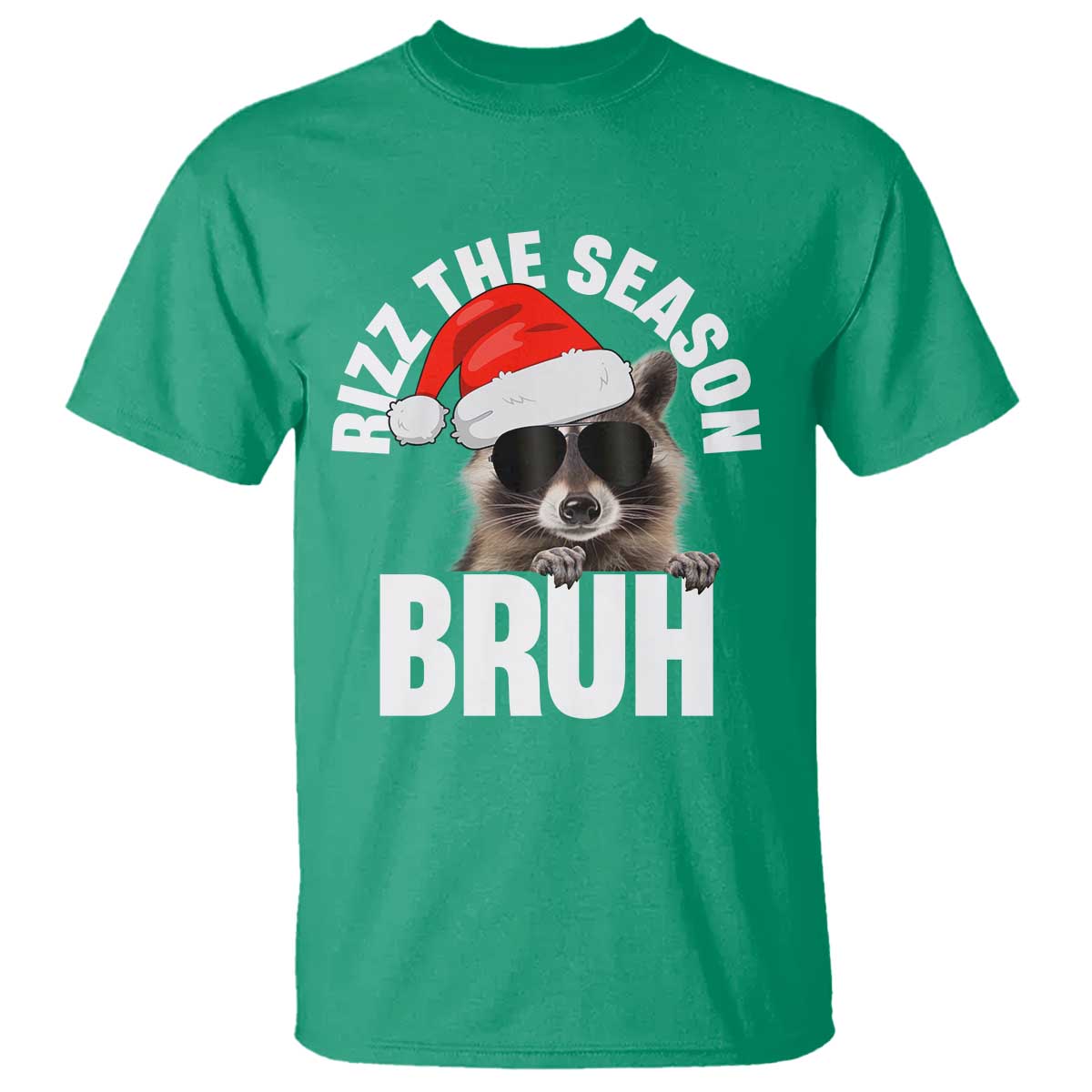 funny-rizz-christmas-raccoon-t-shirt-rizz-the-season-bruh-santa-hat