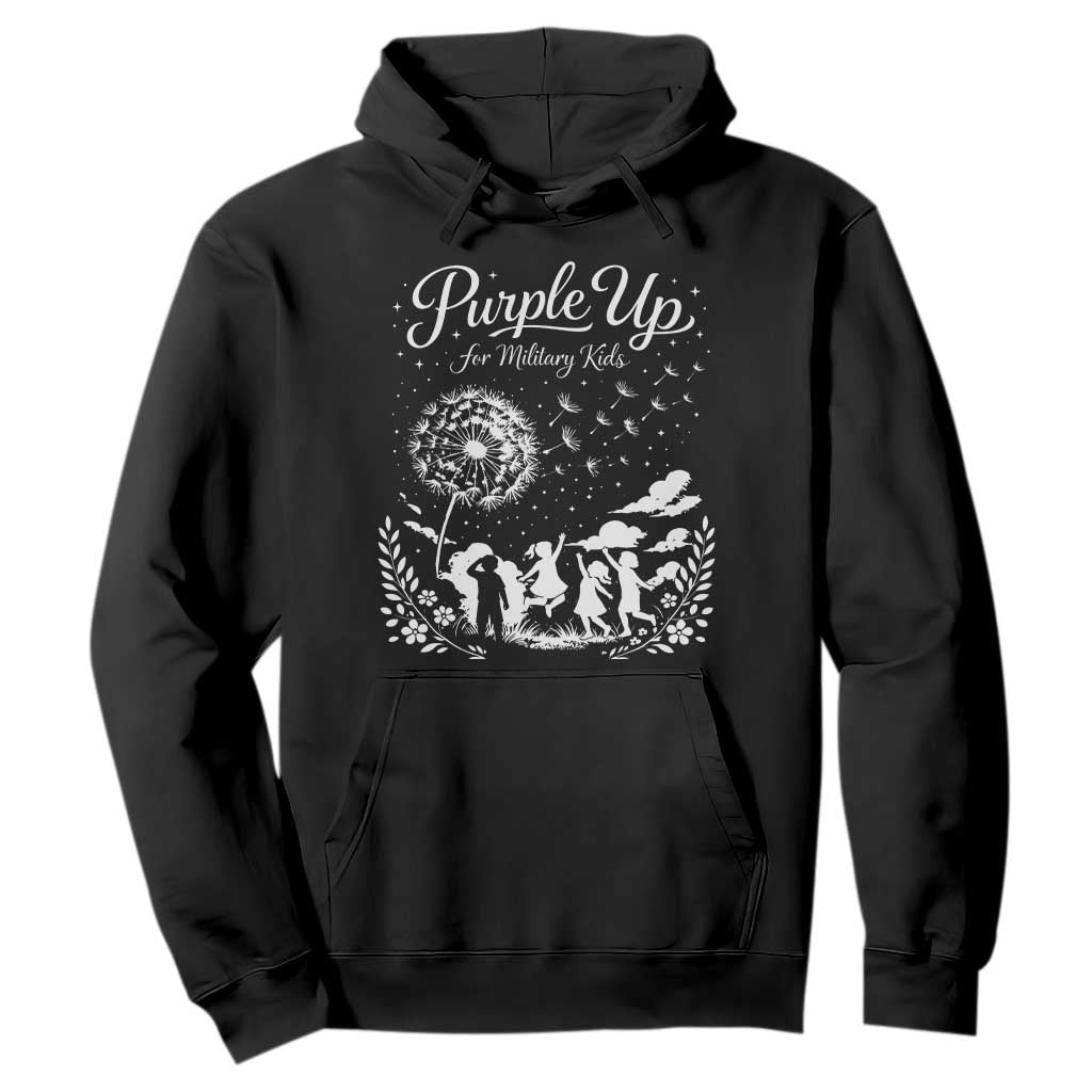 Purple Up For Military Kids Dandelion Inspirational Hoodie Month of the Military Child Brat Support
