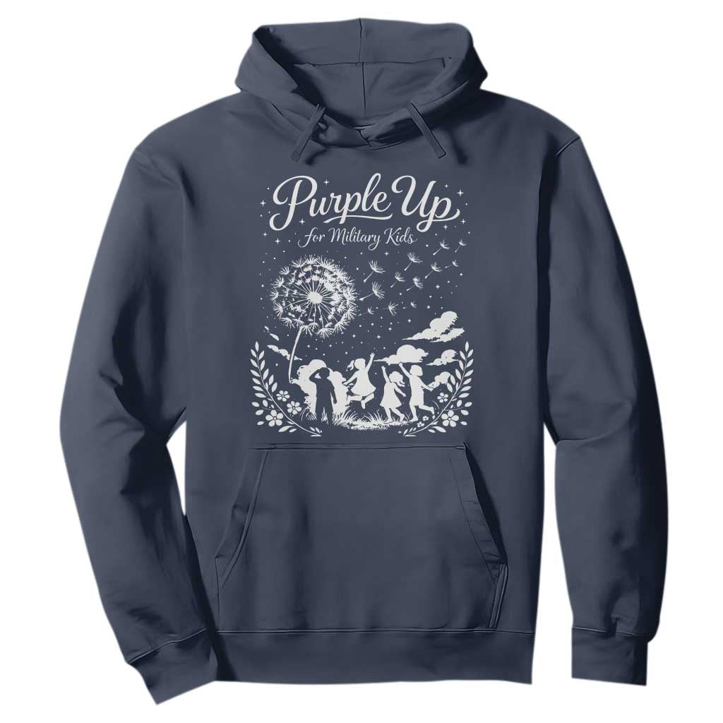 Purple Up For Military Kids Dandelion Inspirational Hoodie Month of the Military Child Brat Support