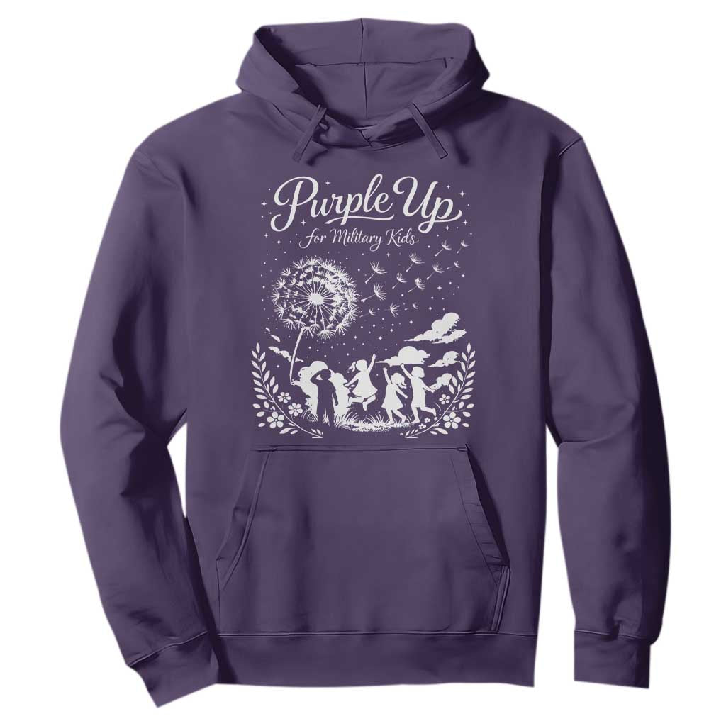 Purple Up For Military Kids Dandelion Inspirational Hoodie Month of the Military Child Brat Support