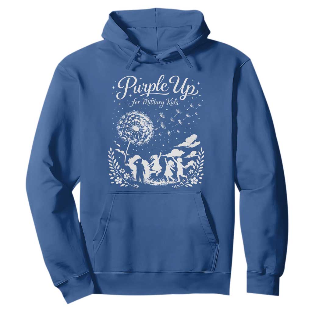 Purple Up For Military Kids Dandelion Inspirational Hoodie Month of the Military Child Brat Support