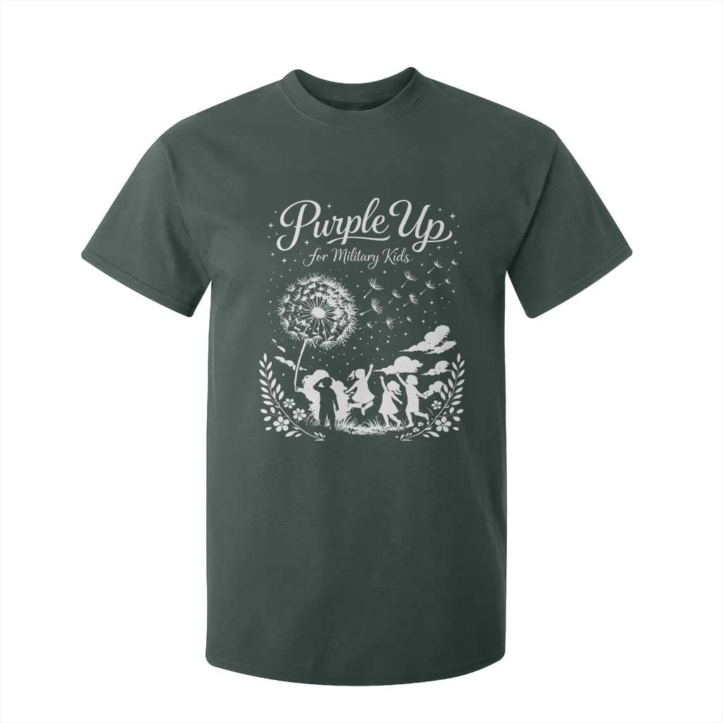 Purple Up For Military Kids Dandelion Inspirational T Shirt For Kid Month of the Military Child Brat Support