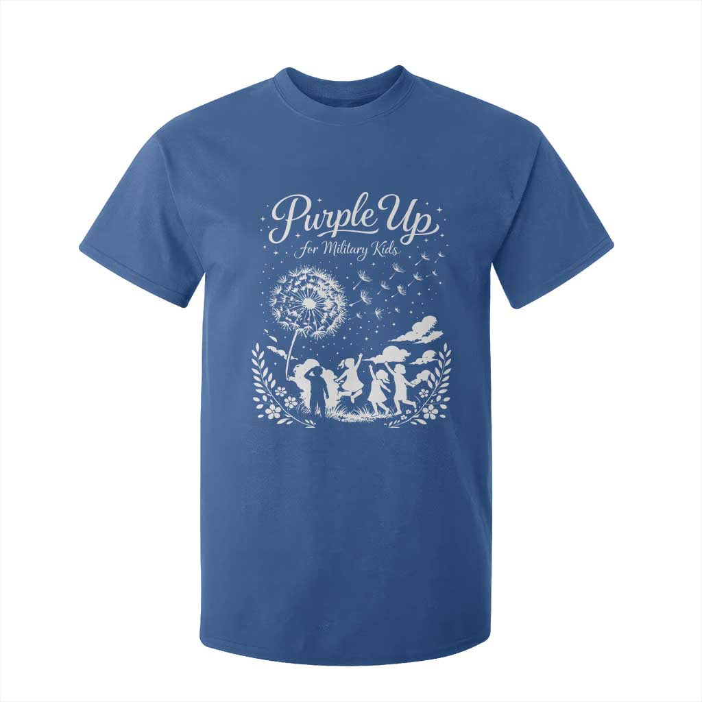Purple Up For Military Kids Dandelion Inspirational T Shirt For Kid Month of the Military Child Brat Support