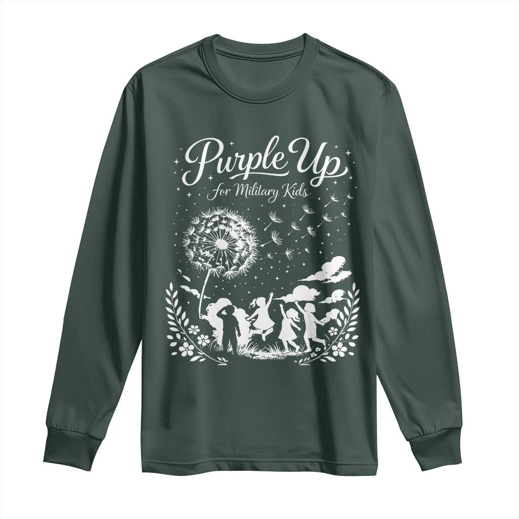 Purple Up For Military Kids Dandelion Inspirational Long Sleeve Shirt Month of the Military Child Brat Support