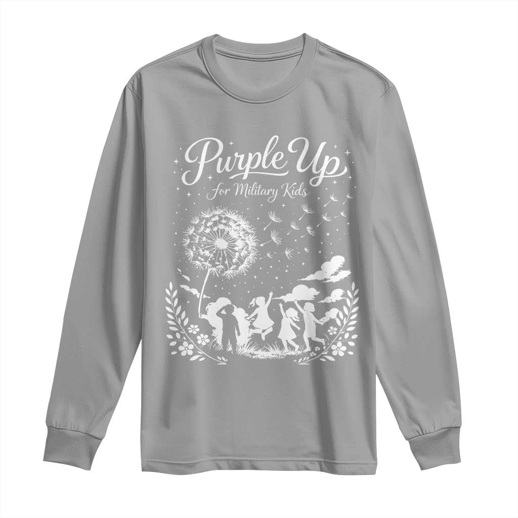 Purple Up For Military Kids Dandelion Inspirational Long Sleeve Shirt Month of the Military Child Brat Support