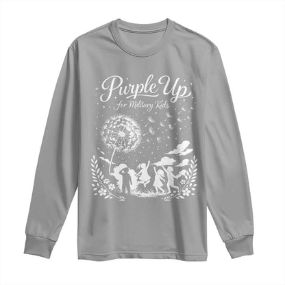 Purple Up For Military Kids Dandelion Inspirational Long Sleeve Shirt Month of the Military Child Brat Support