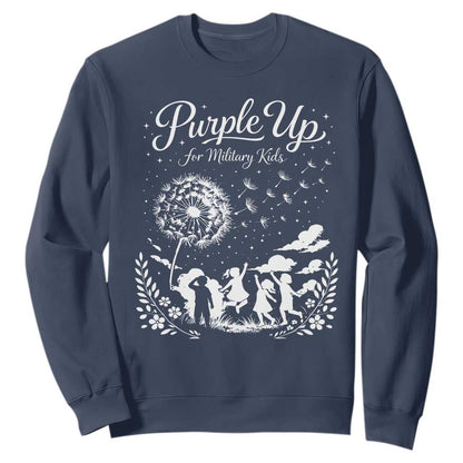 Purple Up For Military Kids Dandelion Inspirational Sweatshirt Month of the Military Child Brat Support