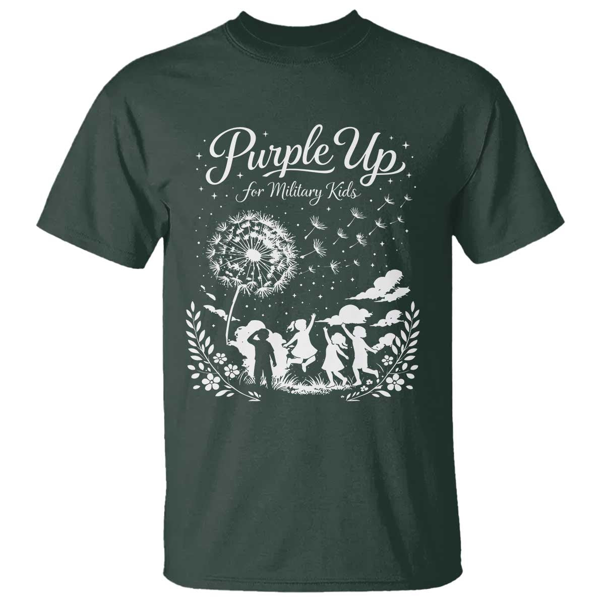 Purple Up For Military Kids Dandelion Inspirational T Shirt Month of the Military Child Brat Support