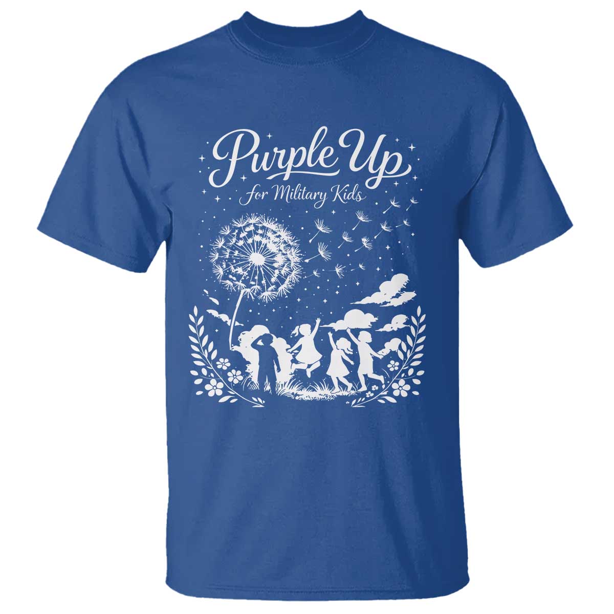 Purple Up For Military Kids Dandelion Inspirational T Shirt Month of the Military Child Brat Support