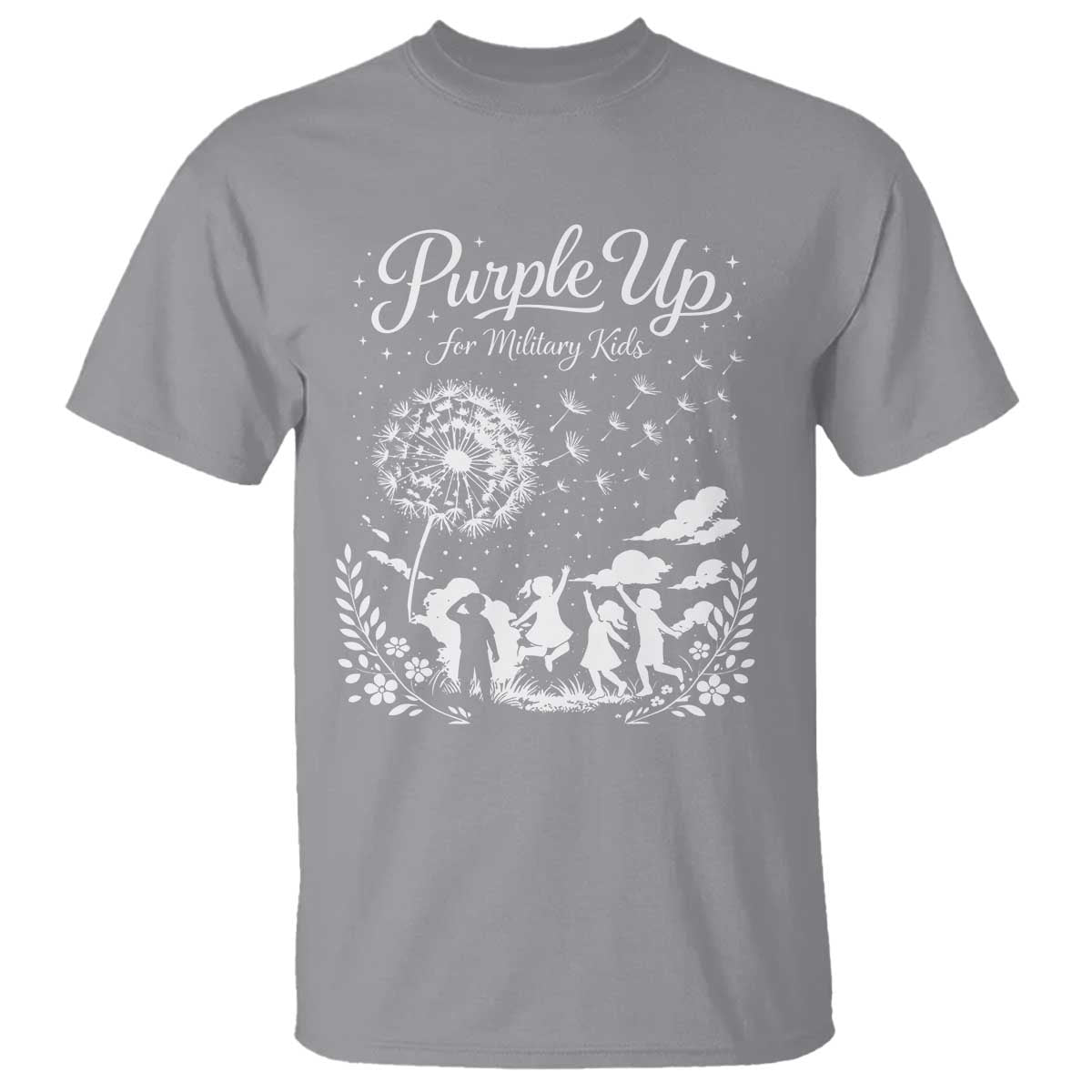 Purple Up For Military Kids Dandelion Inspirational T Shirt Month of the Military Child Brat Support
