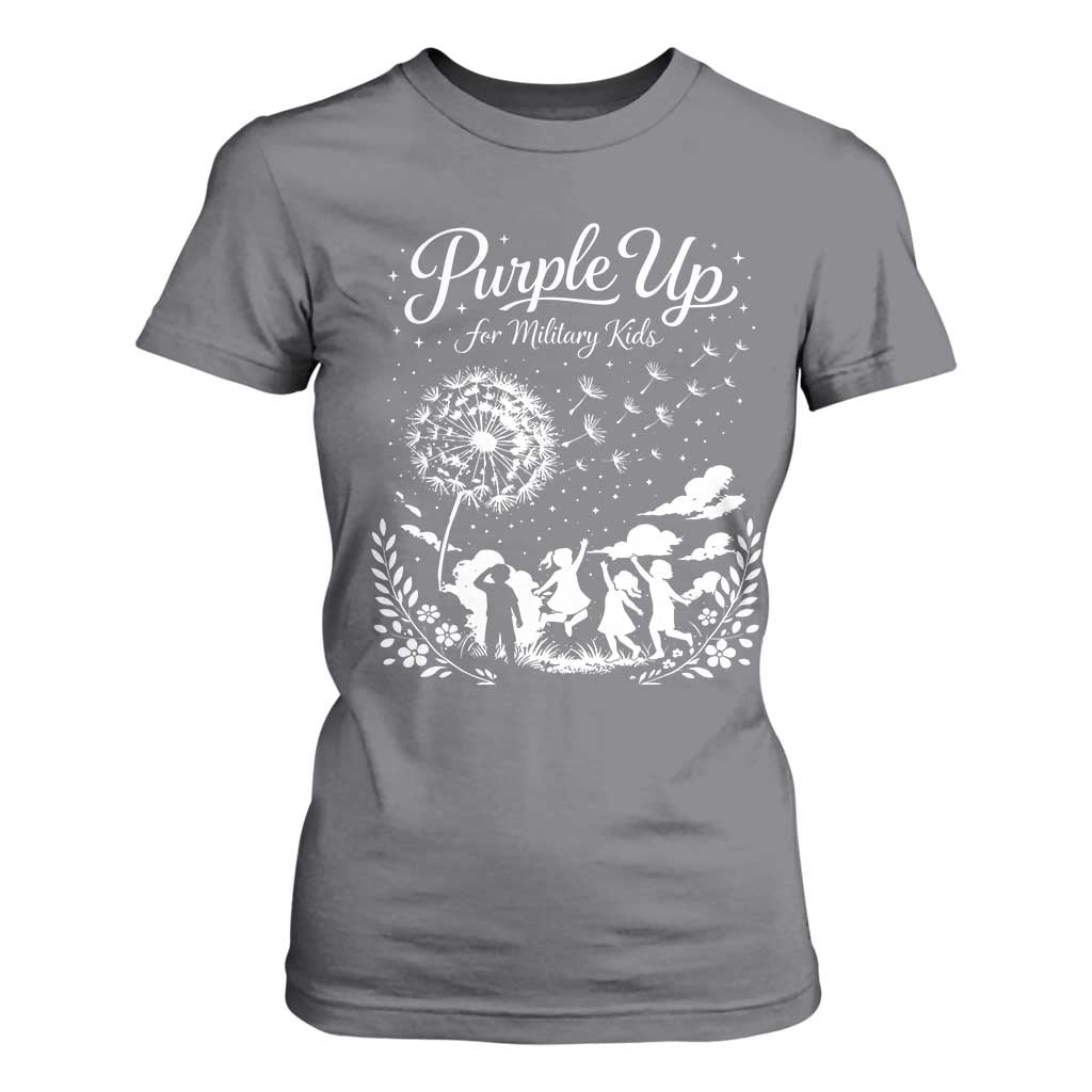 Purple Up For Military Kids Dandelion Inspirational T Shirt For Women Month of the Military Child Brat Support