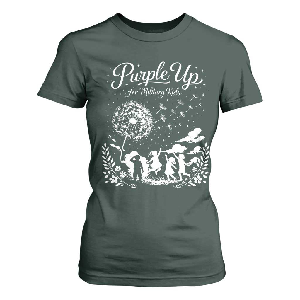 Purple Up For Military Kids Dandelion Inspirational T Shirt For Women Month of the Military Child Brat Support