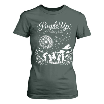 Purple Up For Military Kids Dandelion Inspirational T Shirt For Women Month of the Military Child Brat Support
