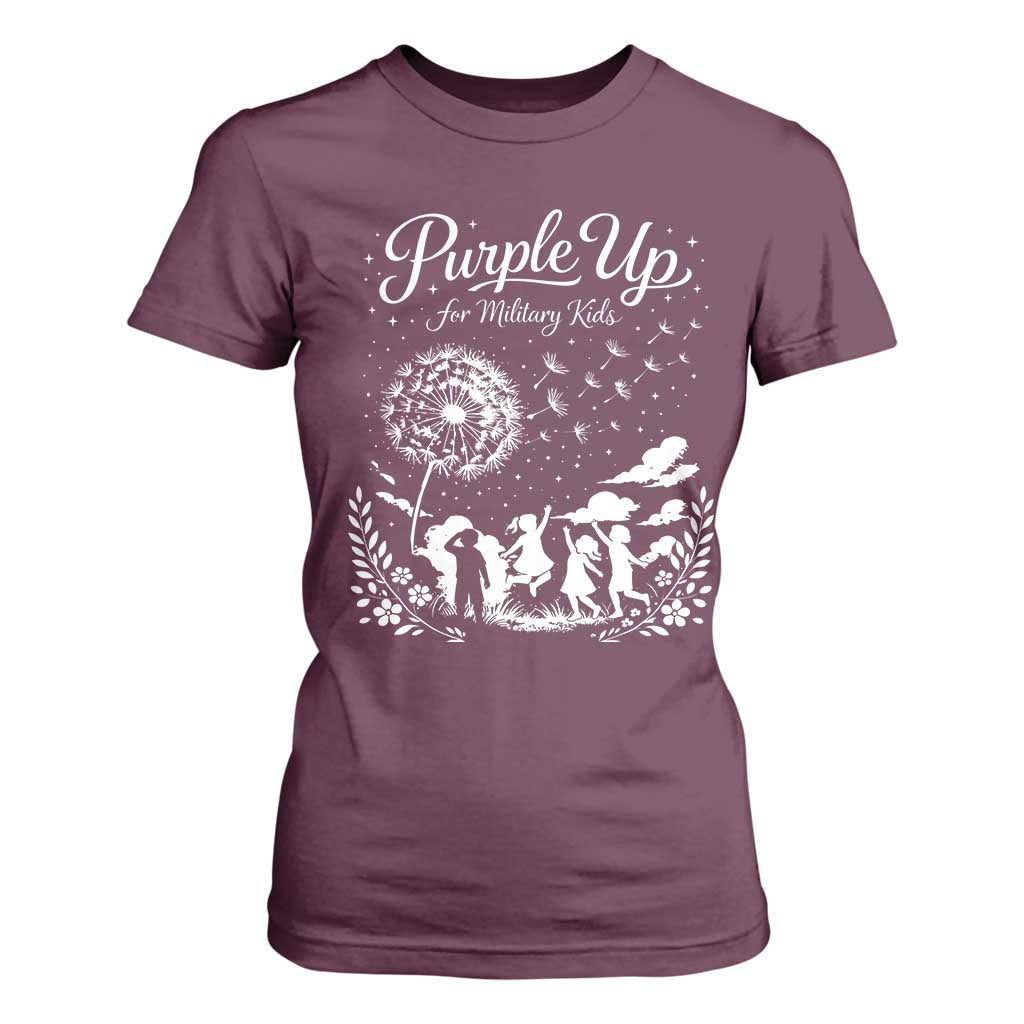 Purple Up For Military Kids Dandelion Inspirational T Shirt For Women Month of the Military Child Brat Support