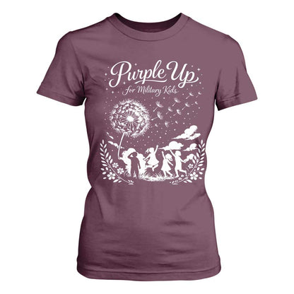 Purple Up For Military Kids Dandelion Inspirational T Shirt For Women Month of the Military Child Brat Support
