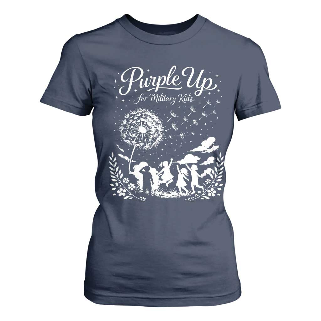 Purple Up For Military Kids Dandelion Inspirational T Shirt For Women Month of the Military Child Brat Support